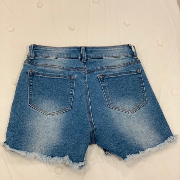 Denim jean shorts. Medium blue. - Picture 2 of 3